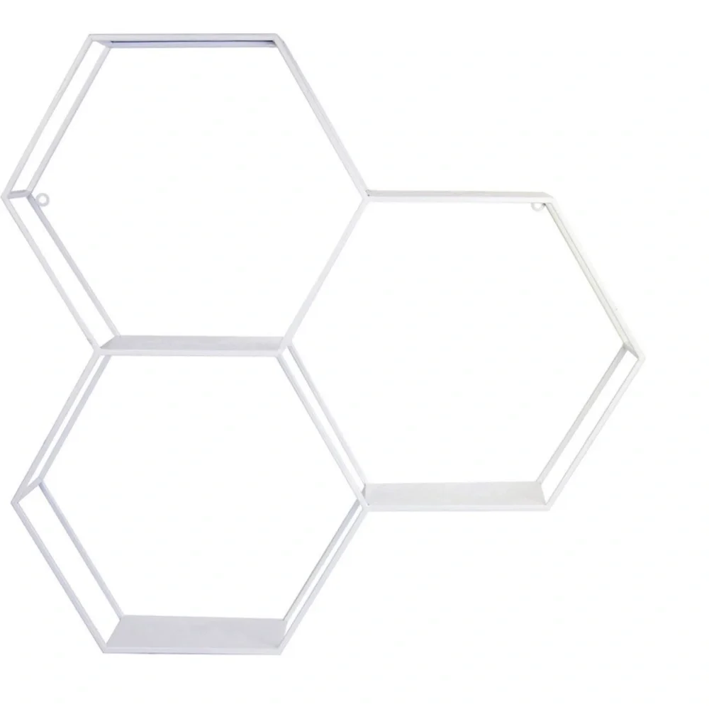 STRATTON HOME DECOR 3 Tier White Hexagon Shelf, Brand New, unopened, perfect!
